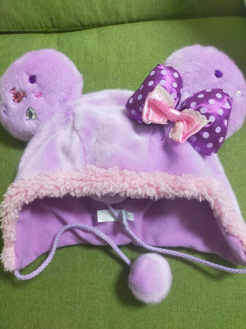 Disney/ディズニー ファンキャップ ミニー 紫 りぼん ビジュー付