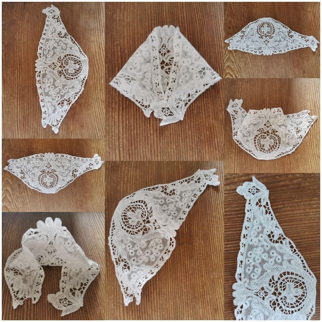 アンティークイタリア カントゥー＆ミラネーゼミックスボビンレース 付け襟クロス