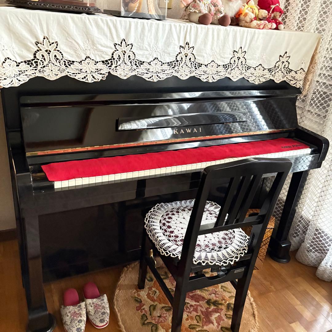 KAWAI カワイ アップライトピアノ KU-1 カバー＆椅子付　高さ調整可能