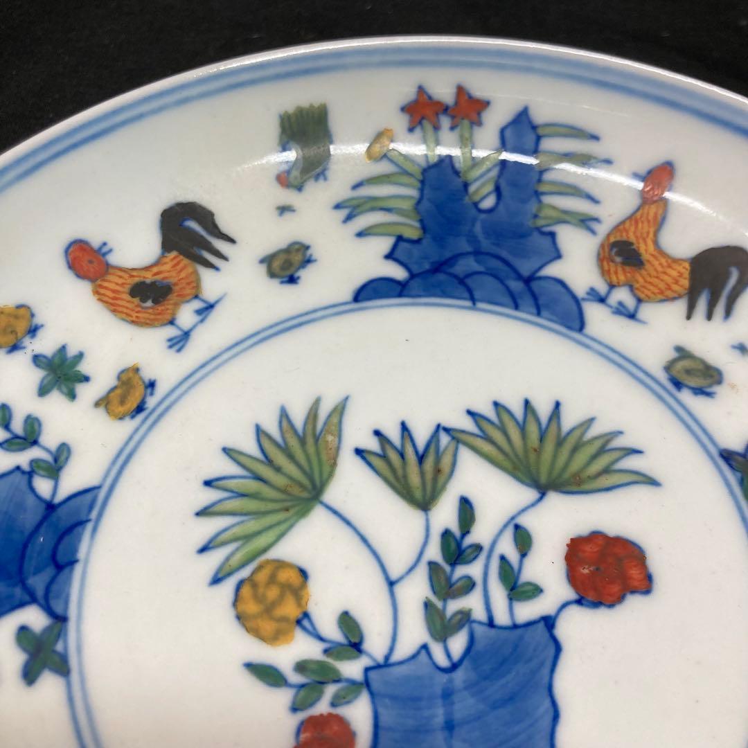 《中国美術》大明成化年製 花鳥図 絵皿 飾り皿