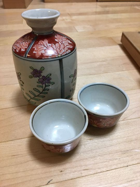 染錦　草花文　とくり　五代　走波　3点セット