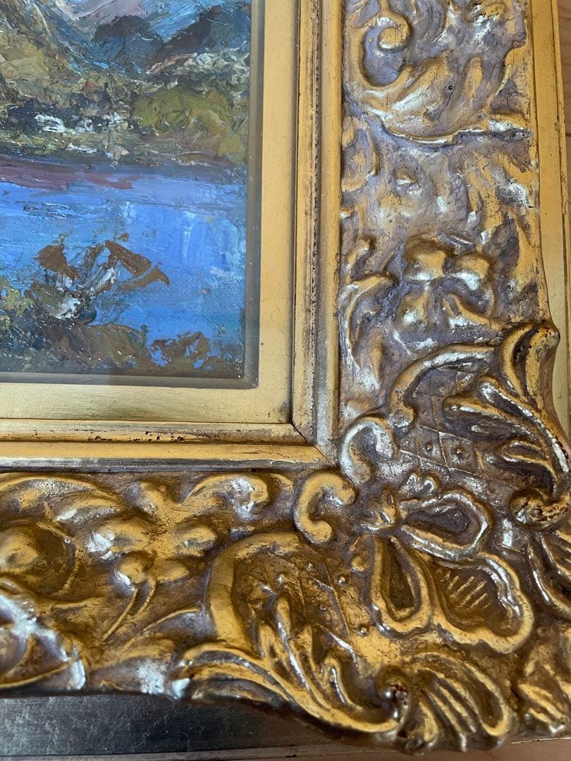 【絵画】作者/作品名不明 山と湖の風景