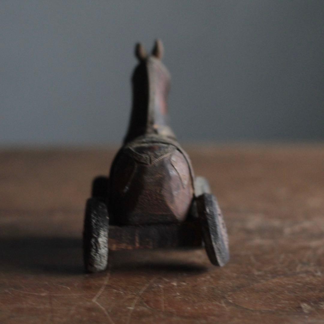 古い 馬車（うまぐるま） 木彫 オブジェ 古道具 アンティーク No.2