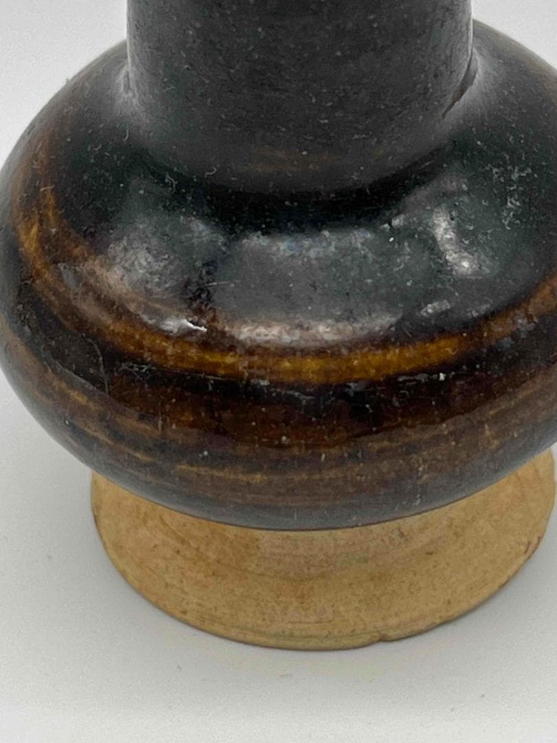 宋時代 醬釉 吉州窯小瓶 花入れ 黒釉 海鼠釉 唐物　希少貴重古賞物(F-83)