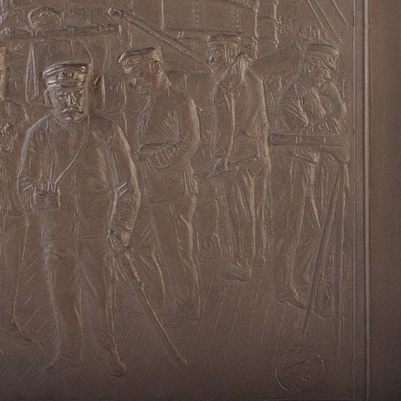 ブロンズ　富国徴兵保険相互会社記念品　衝立　約4㎏　在銘　共箱　V　R8160H