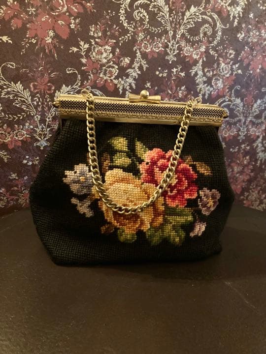 アンティーク　ゴブラン織りバッグ