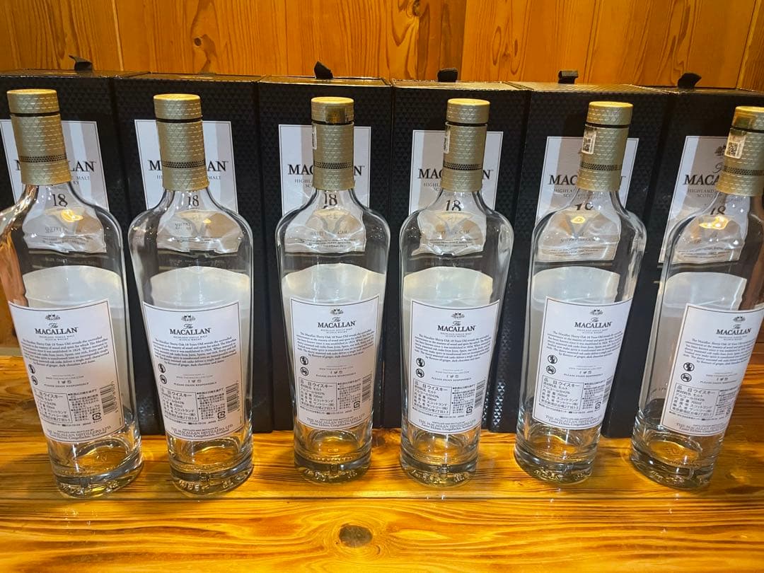 MACALLAN 18年 シングルモルトウイスキー 空瓶、箱6本セット