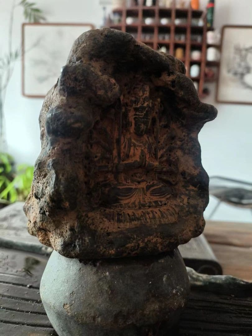 石像 千手観音仏像 茶室 博古架 禅意 置物 装飾品 工芸品