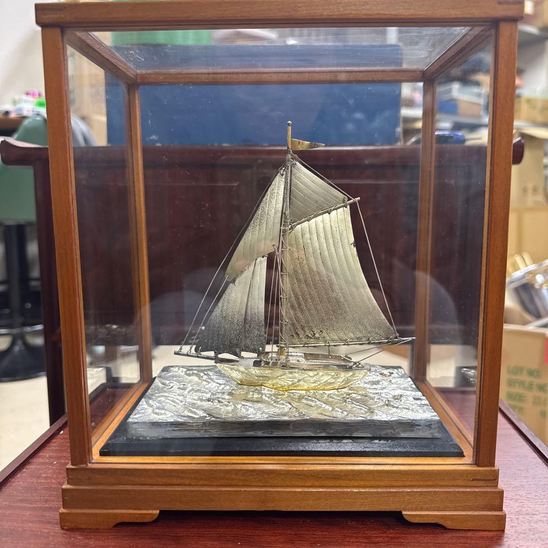 銀製 950 ヨットガラスケース入り