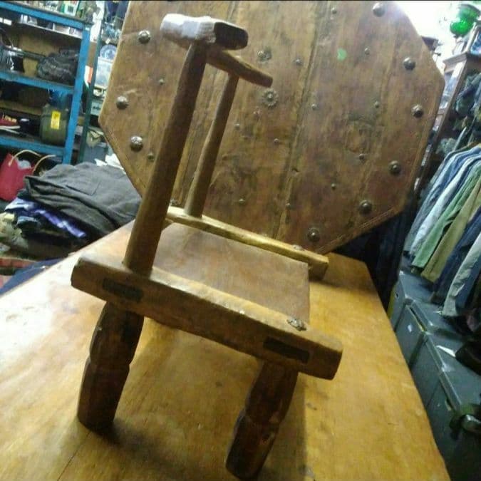 アフリカ　コートジボアール　バウレ族　アンティーク曲げ木椅子　インテリア　花台