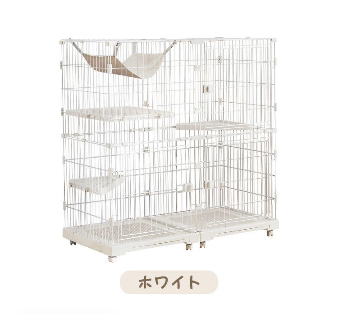 新品　キャットケージ　キャットゲージ　ペットケージ　ワイド　猫用品　ホワイト
