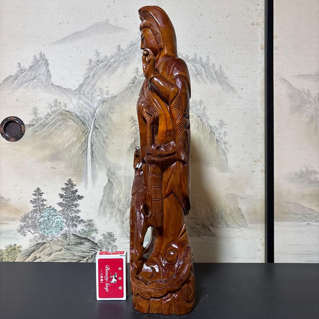 大型 鳳凰　観音菩薩 木彫　仏像 彫刻　開運　風水　置物　縁起物　インテリア