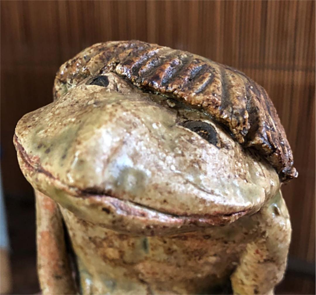 時代 河童 在銘 形象埴造 陶磁 彫刻 水神 仏像 略 箱付き