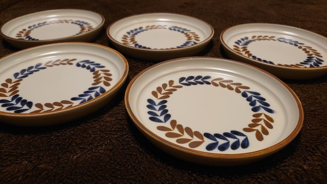 古伊万里　伊万里瀬戸焼　中皿　色絵　５客