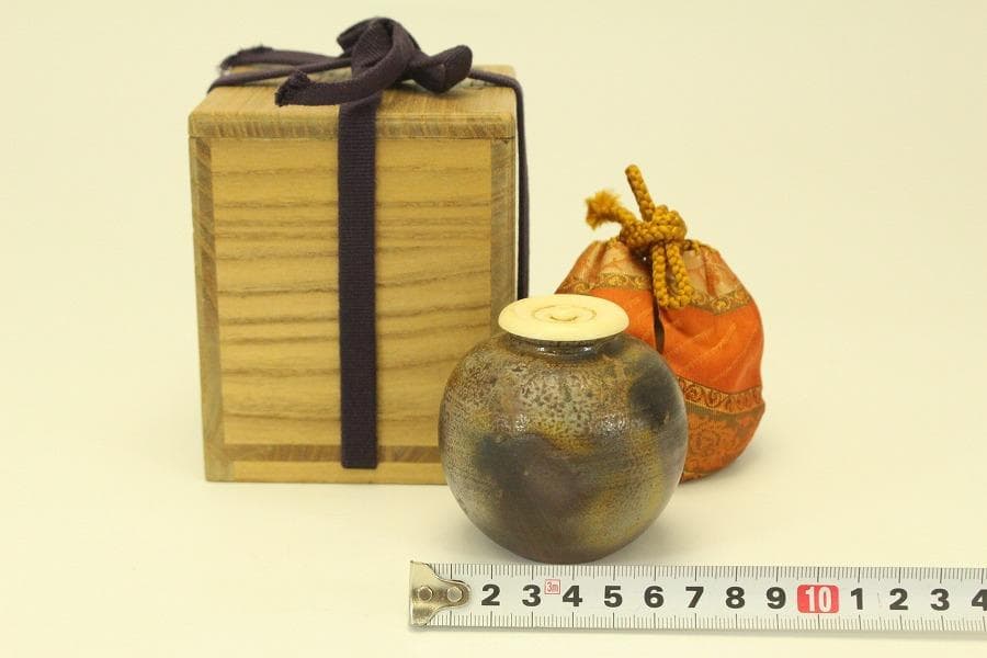 茶道具 備前 文淋茶入 美品(A781)