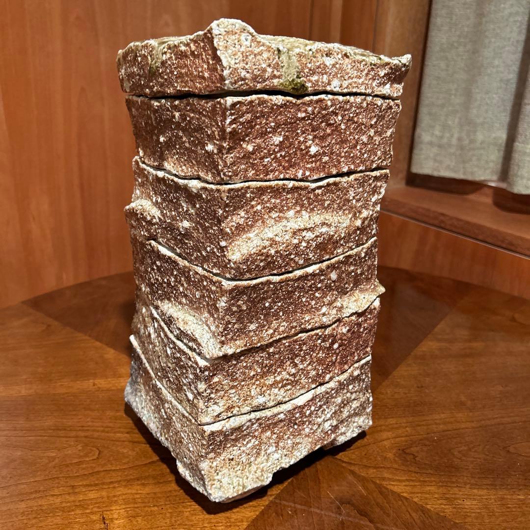 新品①◆作家　澤　克典作　信楽焼　五段重　一点物