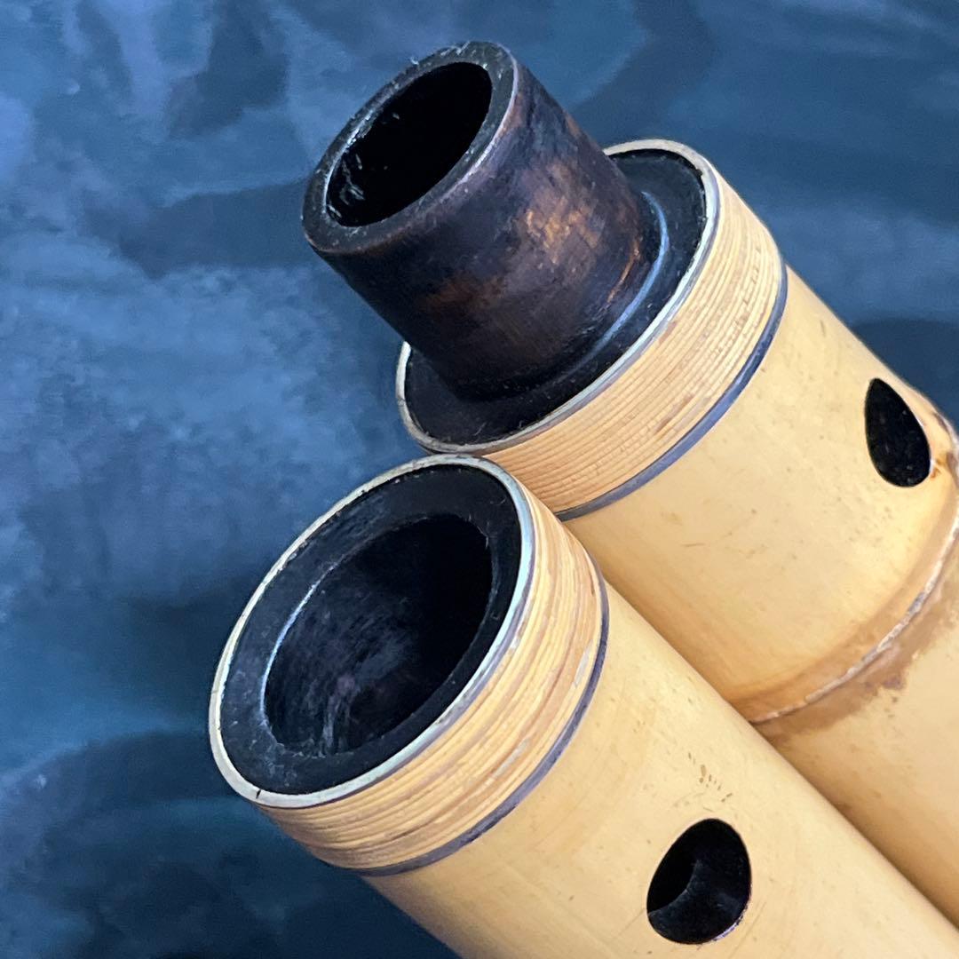 尺八 琴古流 在銘 一尺九寸管 籐巻 銀三線 【音出し確認済み】