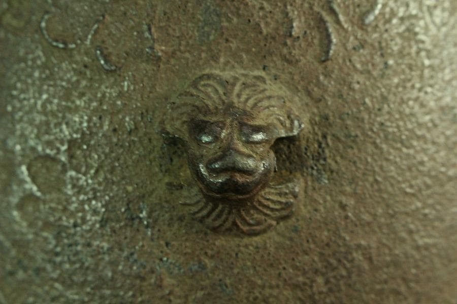 茶道具 饕餮紋 釜 古作 時代物(K-A822)