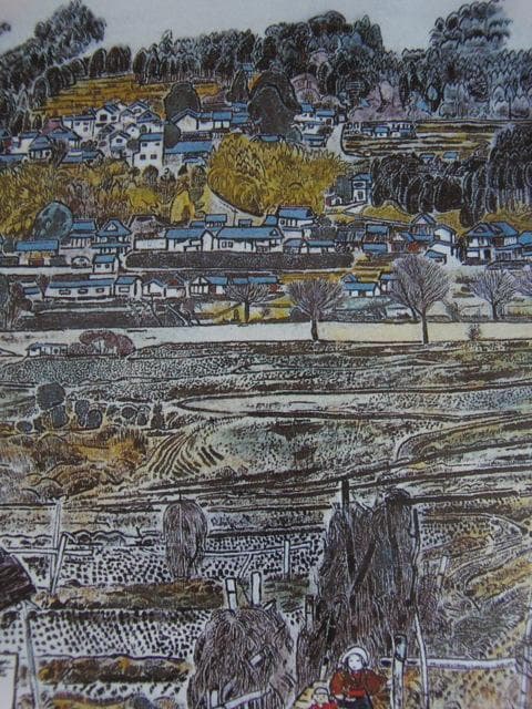 小松均、【大原早春】、希少な額装用画集より、新品額装付、状態良好