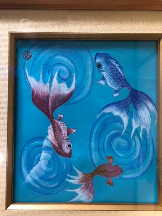 金魚絵画