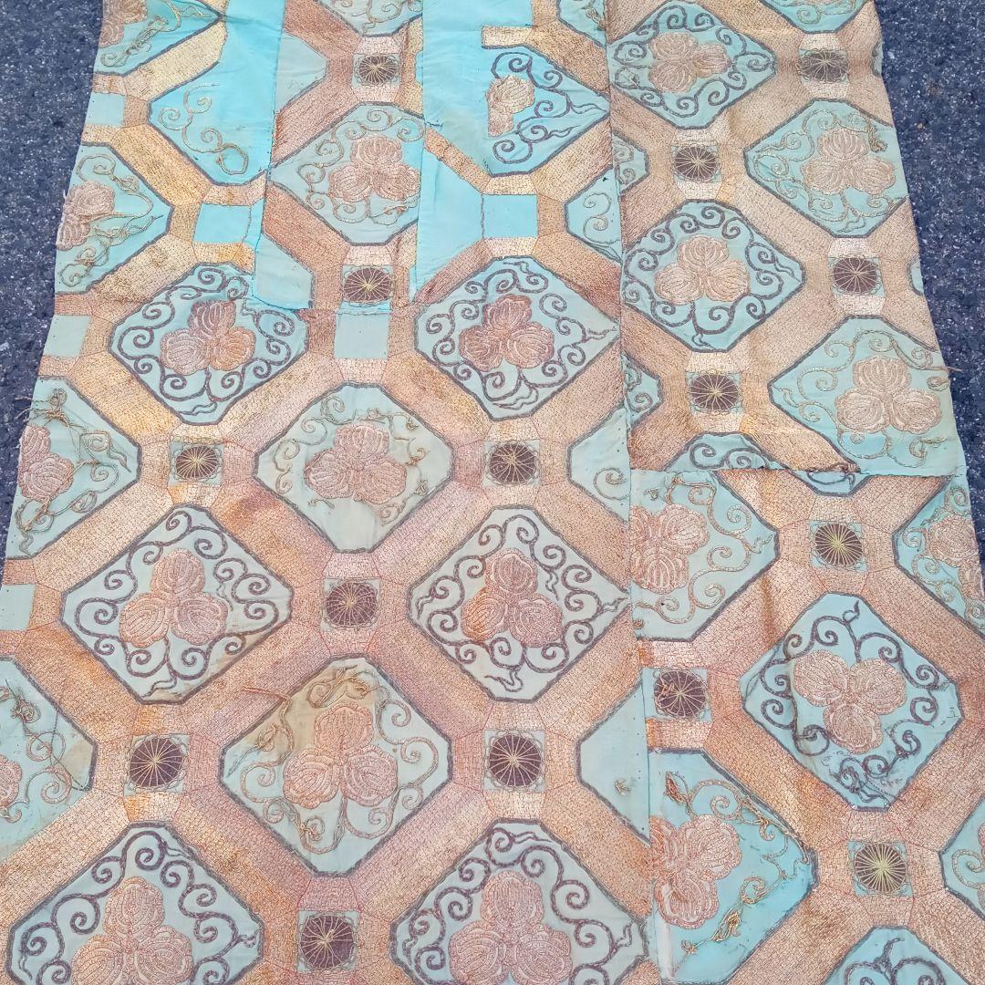 総金駒刺繍　打敷　内敷　総刺繍　仏教美術　地歌舞伎　歌舞伎　襤褸　骨董　古布