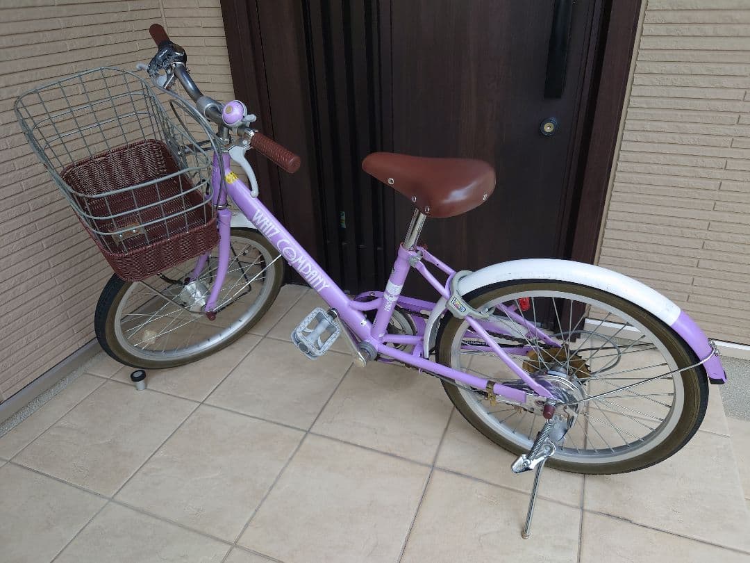 子供用自転車 パープル 前カゴ付き【引取り限定】