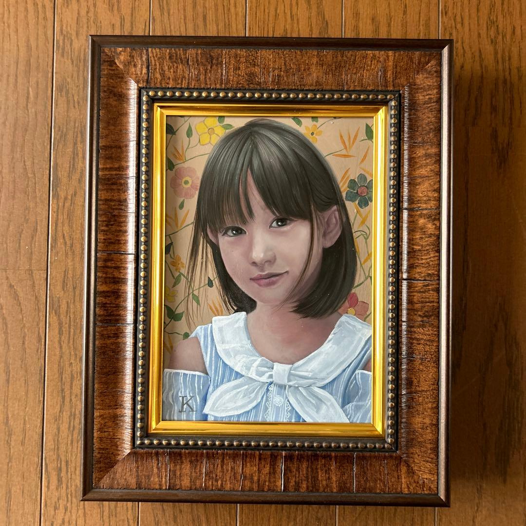 絵画　油彩画　少女　Keith 「微笑み」