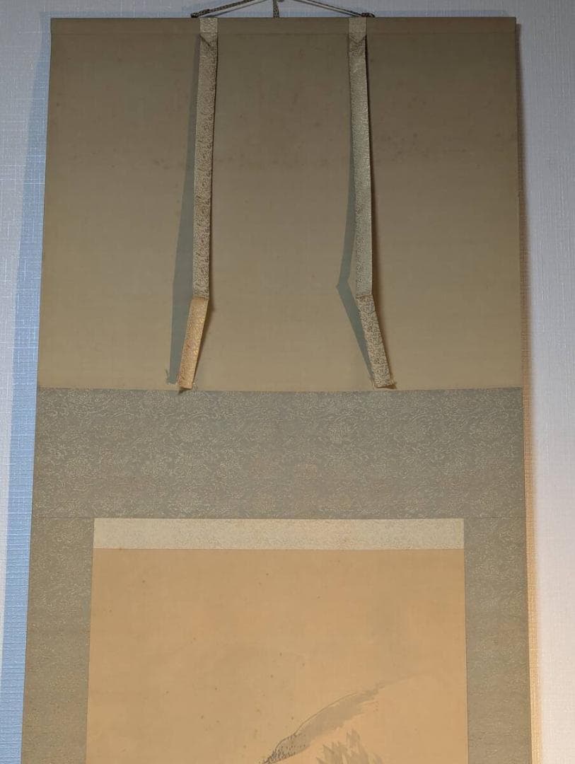 【真作】掛軸　川端玉章　柳蔭漁楽図　日本画 帝室技芸員　二重箱入　U29