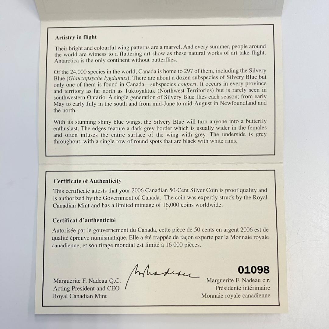 カナダ王立造幣局発行 バタフライコレクション 50セント銀貨 2006年