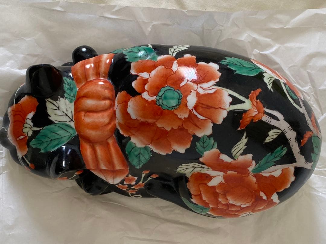 美術品 年代物　牡丹猫　置物