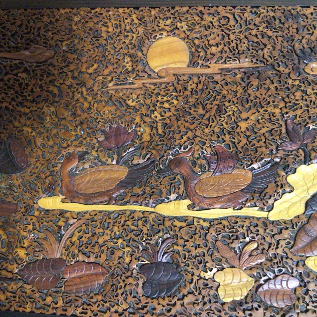 ⭐️特別⭐️紫檀 象嵌 おしどり花鳥月雲 大きな文箱 中国で購入アンティーク レア