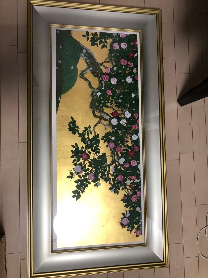 日本画家森田りえ子大型！版画柊野五色椿Japanシルクスクリーン限定直筆サイン