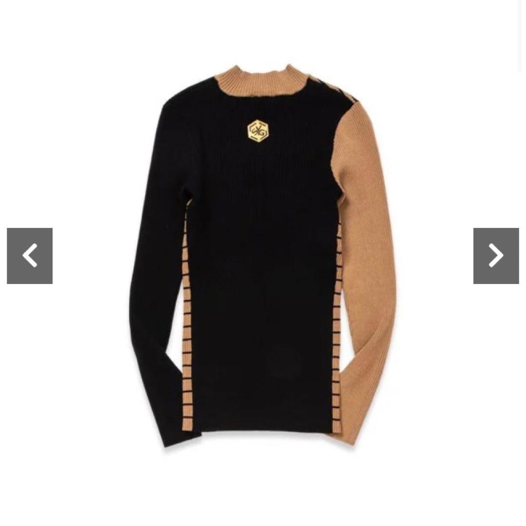 SY32 Mサイズ　ベージュ　PANEL BORDER SWEATER