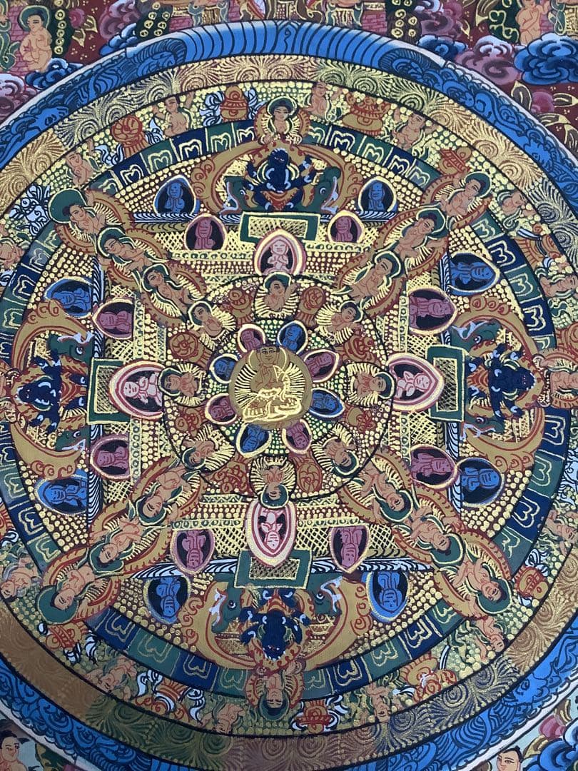 《 チベット密教　新品　1点物 》 手描き　タンカ　曼荼羅　マンダラ　48