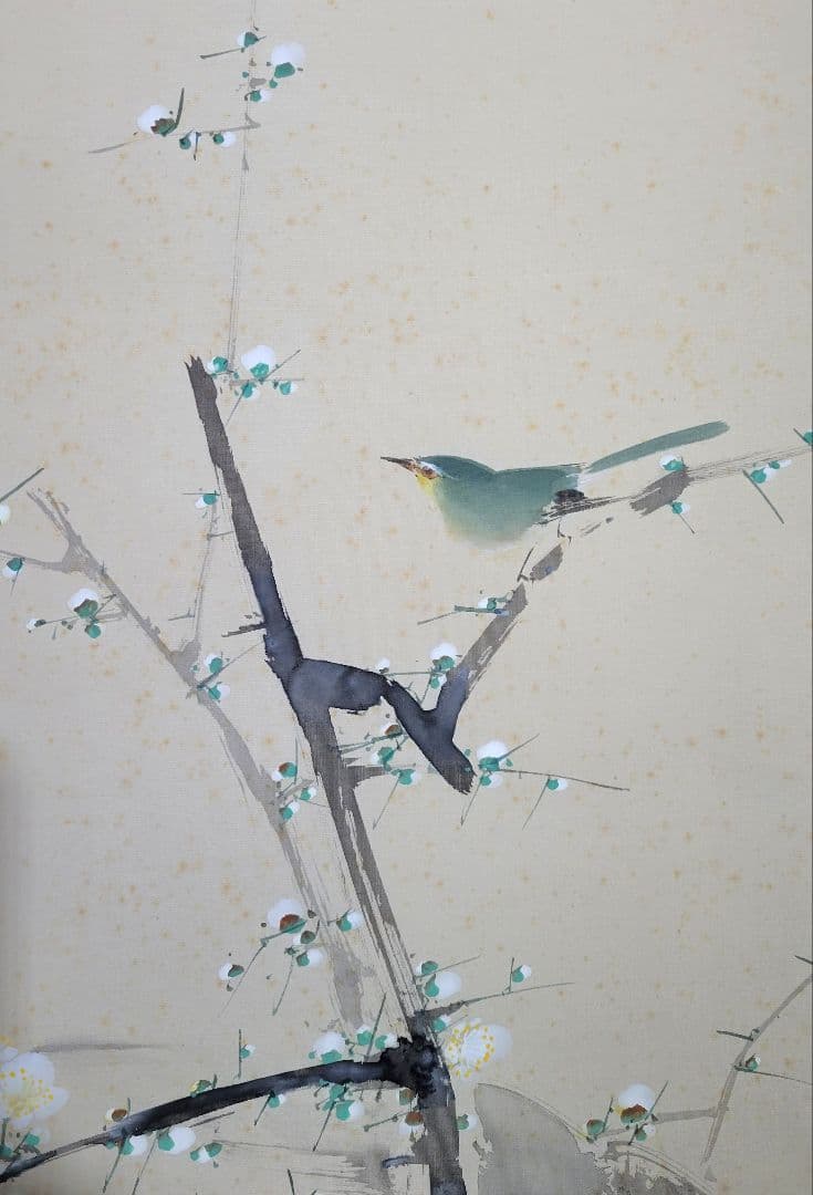 井手岳水　梅　梅に鶯　花鳥画　共箱　書画、骨董品、美術品