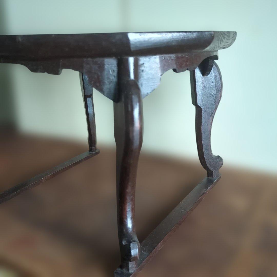 骨董 李朝 ソバン 小盤 李朝 お膳　花形 虎脚 机　花台 木製 飾り台