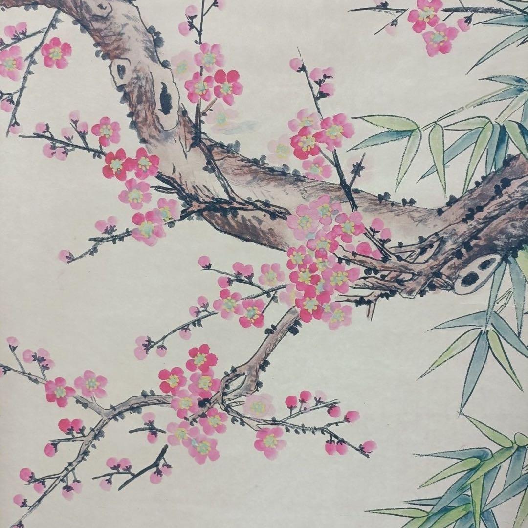 董其昌様式 花鳥図 掛軸 三尺中堂画 証書付き 高級インテリア 客間 玄関装飾