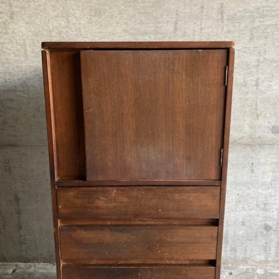 古いキャビネット チェスト ラック 箪笥 電話台 棚 木製 当時物 昭和 レトロ