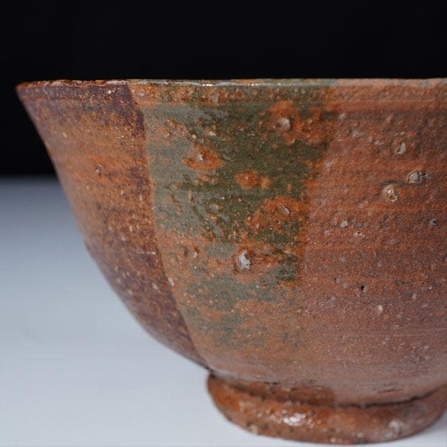 那波鳳翔　伊羅保茶碗　共箱　茶道具　播州相生焼　兵庫県 片身替