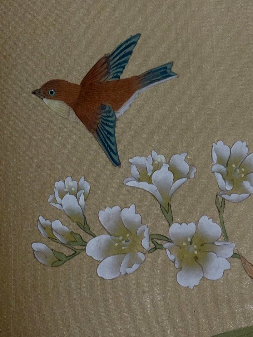 中国清代画家（王时敏画伯）の肉筆模写作品轴と肉筆花鳥画（5枚）共に古い絹本作品）