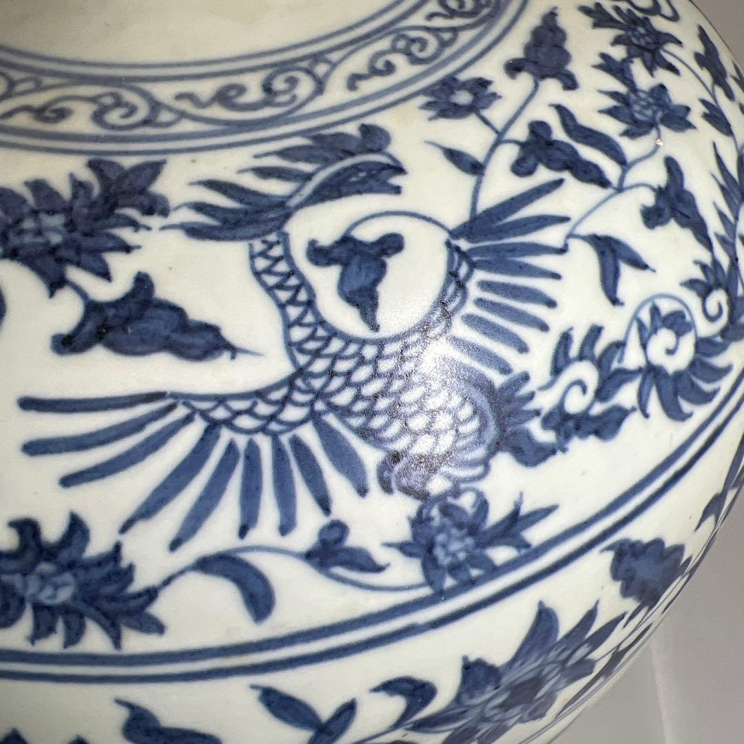 中国美術　青花釉裏紅　大花瓶　高さ45㎝　木箱付　トヒカエ　東な8-0106②