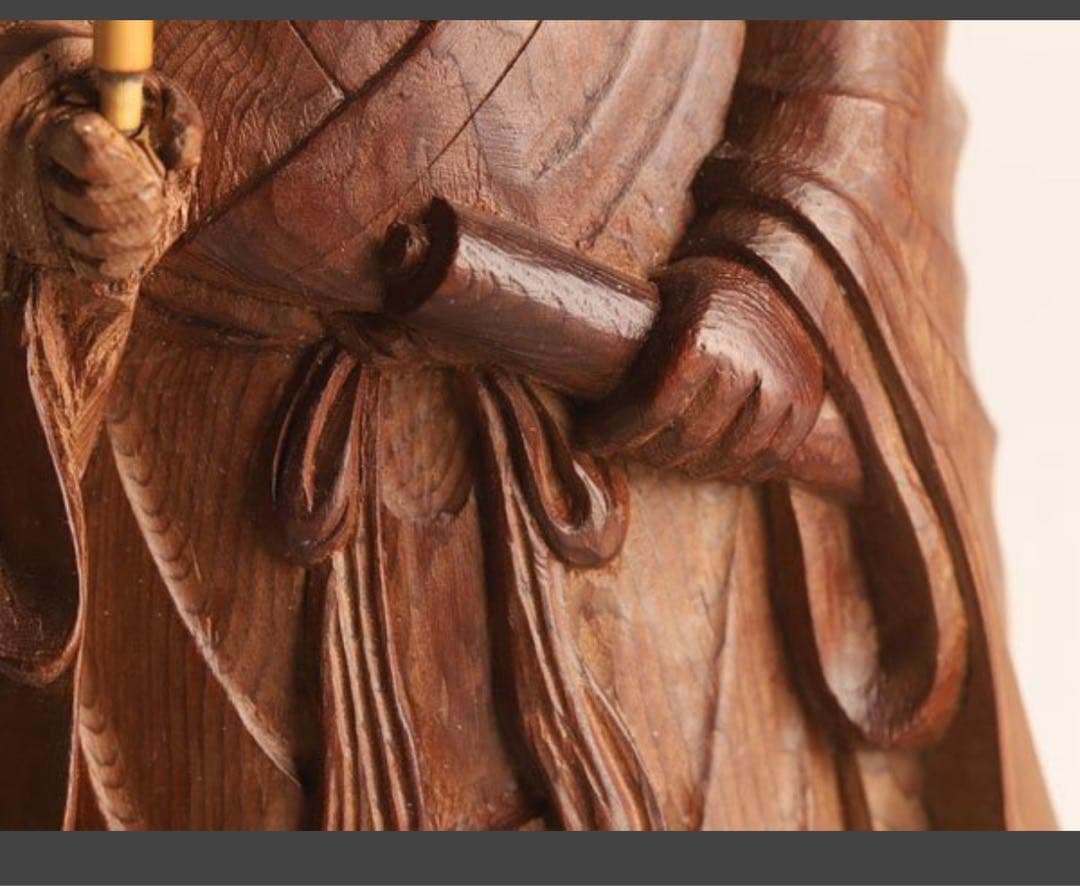 平櫛田中（ 作）木彫寿老人置物 高16cm 共箱