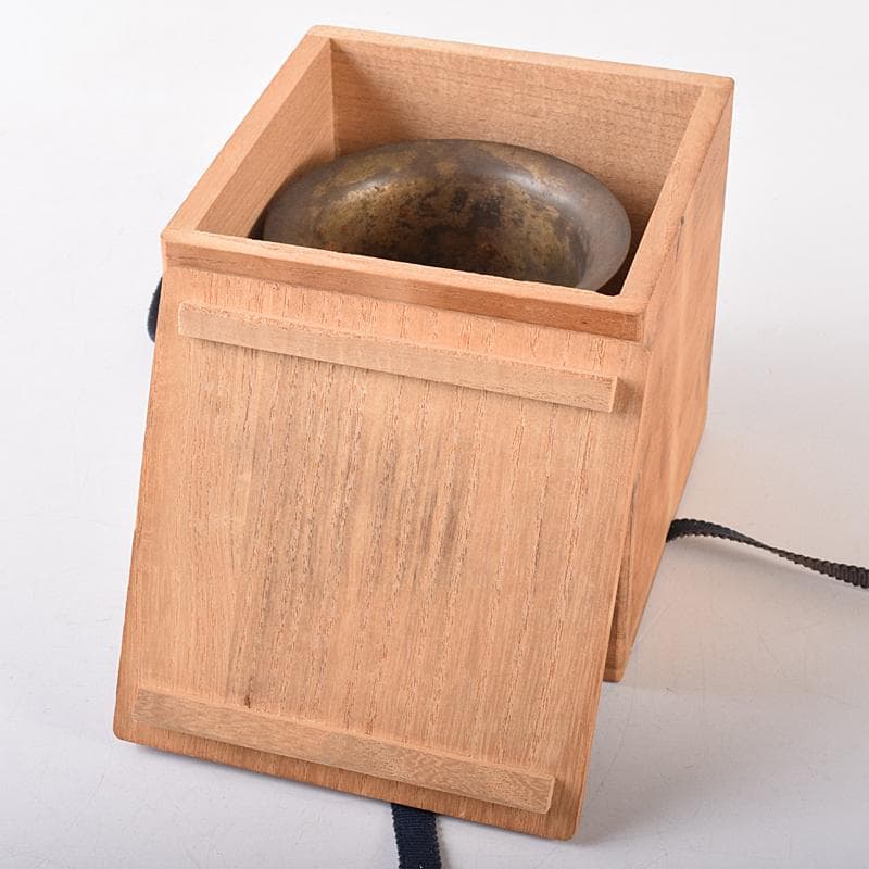 中国　古銅　鹿刻　玉石装飾　稀石嵌込　高足盃　杯　時代箱付　V　R8138