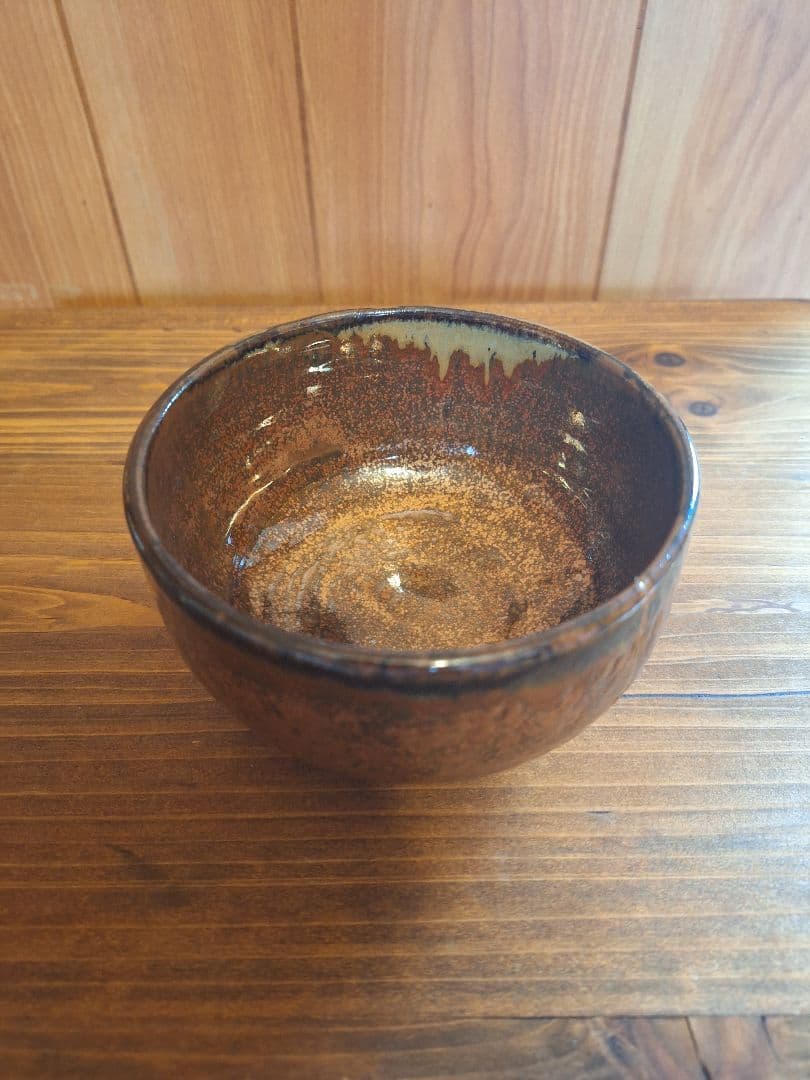 天目茶碗　赤茶　 抹茶碗　茶道具　お碗　飴釉　陶器　器　茶器　茶道　作家不明