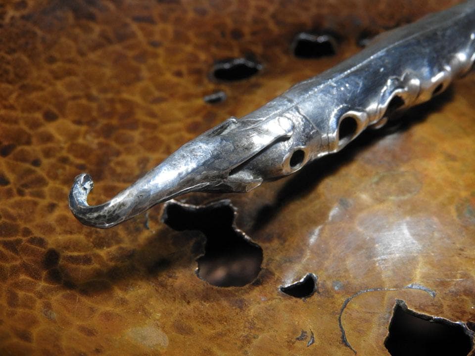 ●清雅堂造 別注一品物 西方正 打上 銅 建水 銀摘 さやえんどう 略歴栞 共箱