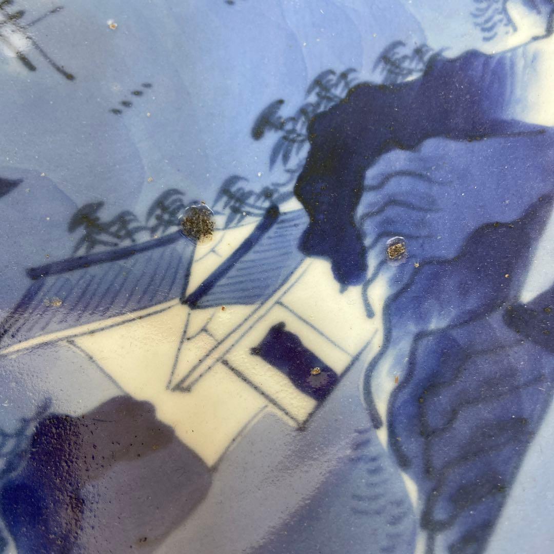 古伊万里染付風景図大皿