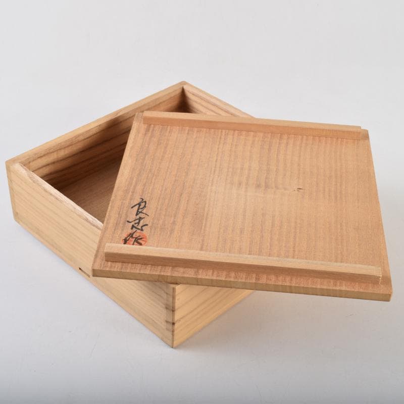 ガラス工芸　荒木良忠作　桜刻　皿　共布共箱　C　9100