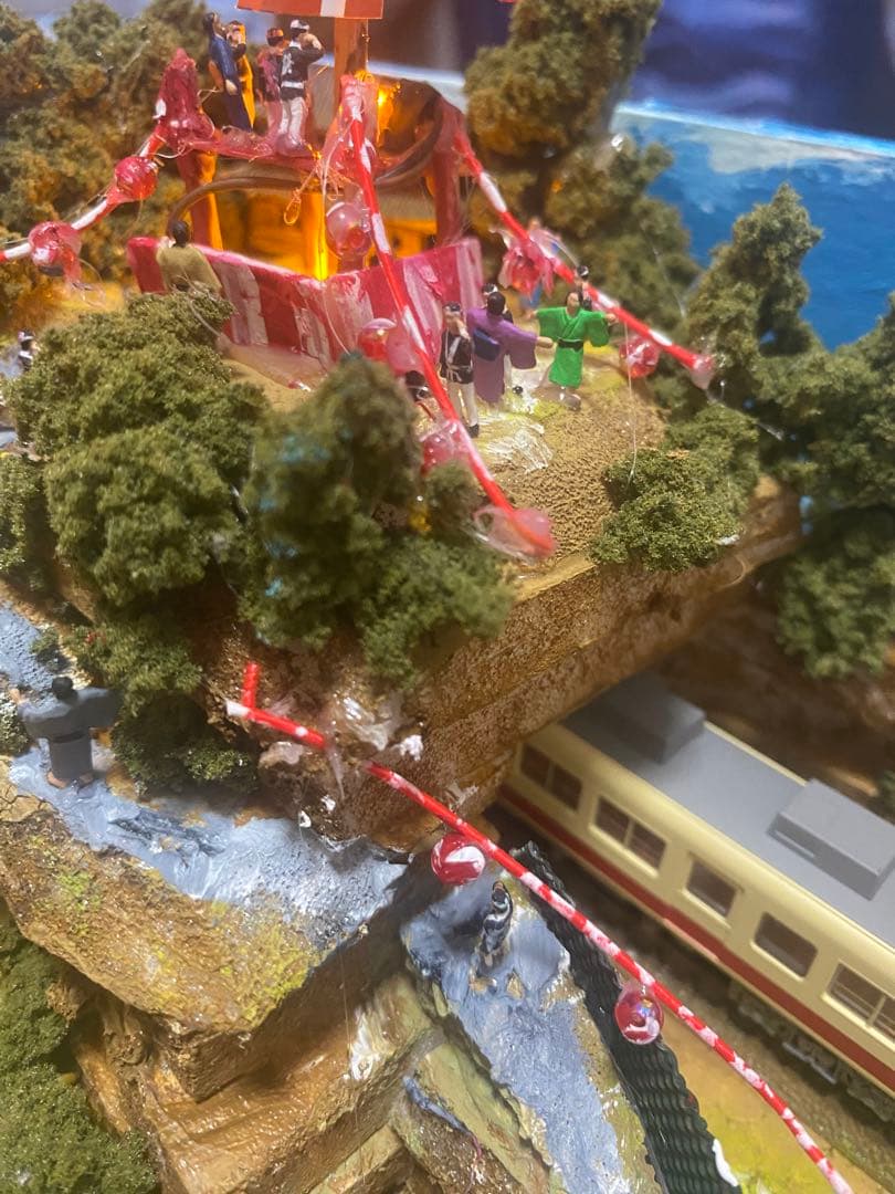 ジオラマ　田舎の祭り　電車付き