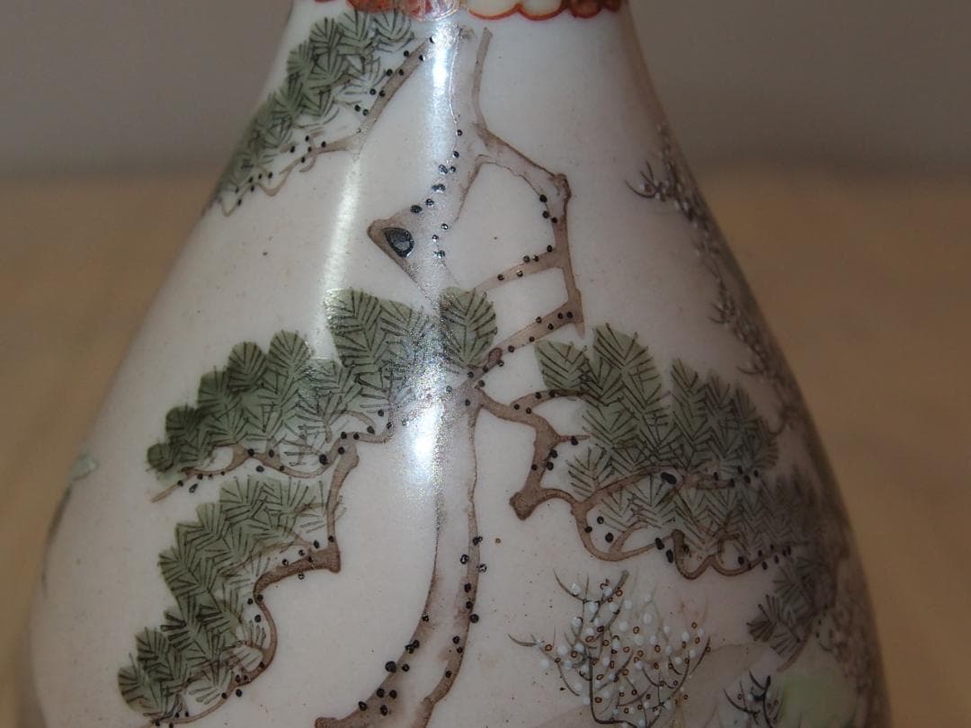 【骨董・良品】明治期 九谷焼 於九谷/久香堂 大徳利 10客 山水鶴松図 酒器