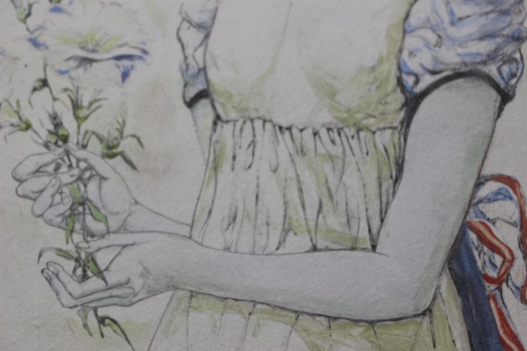 藤田嗣治 エスタンプリトグラフ「花を持つ少女」 3/75